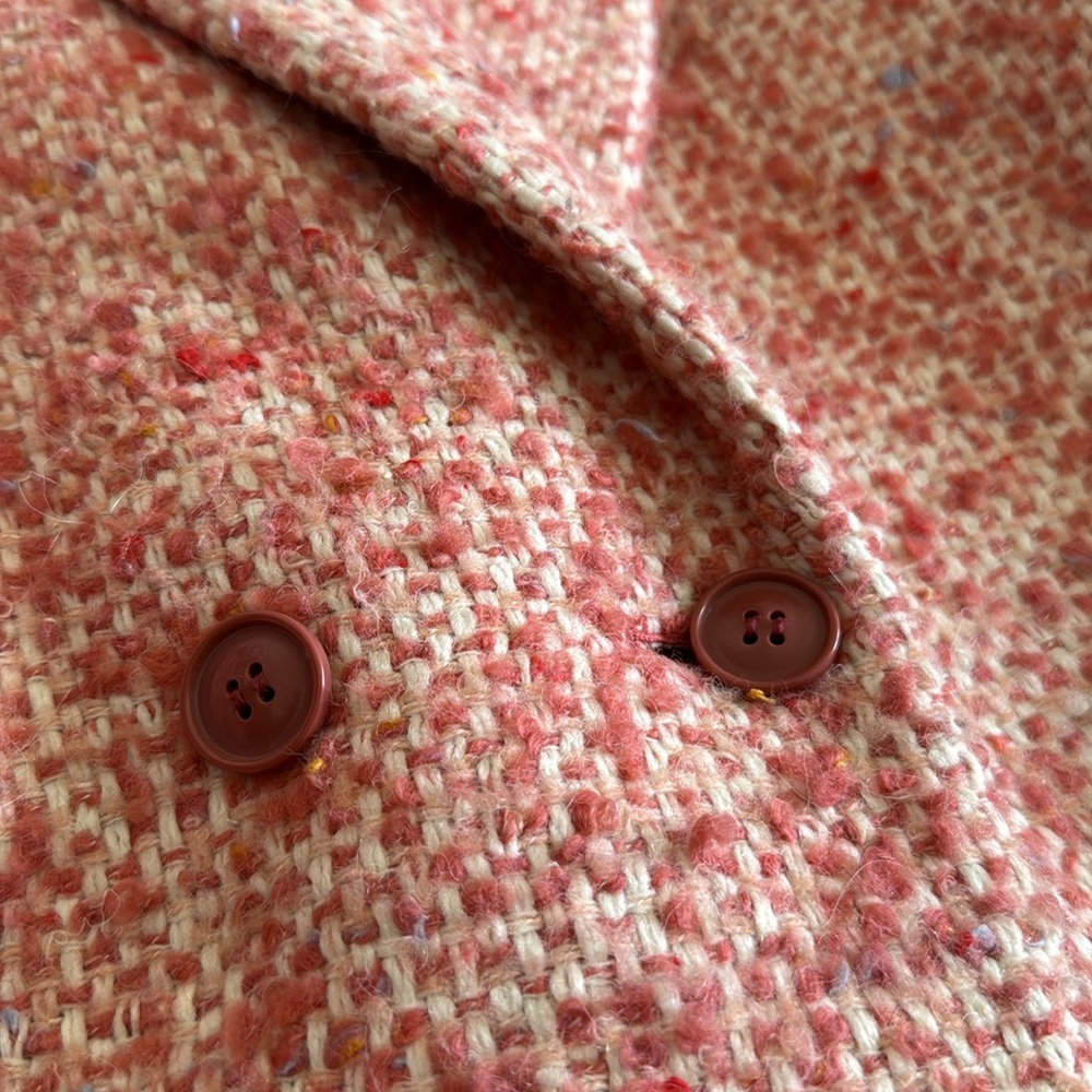 J. Crew Nalya Italian Tweed Button Front Lady Coat Daphne peach size 6 - Picture 6 of 11